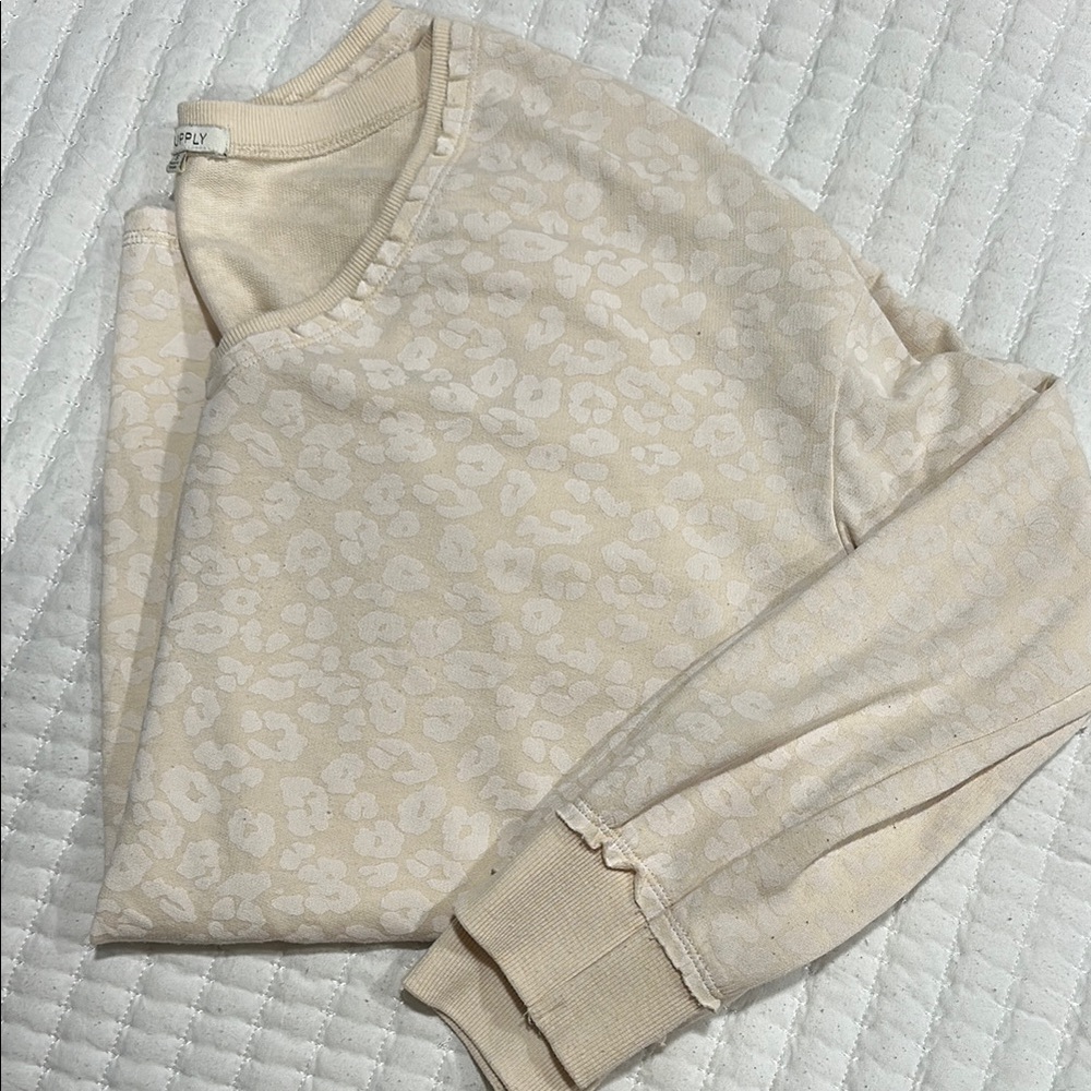 Z Supply Cream Leopard Print Sweatshirt